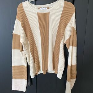 Gilli Tan and Cream Striped Sweater